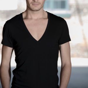 Black Calvin Klein Deep V-Neck Tee